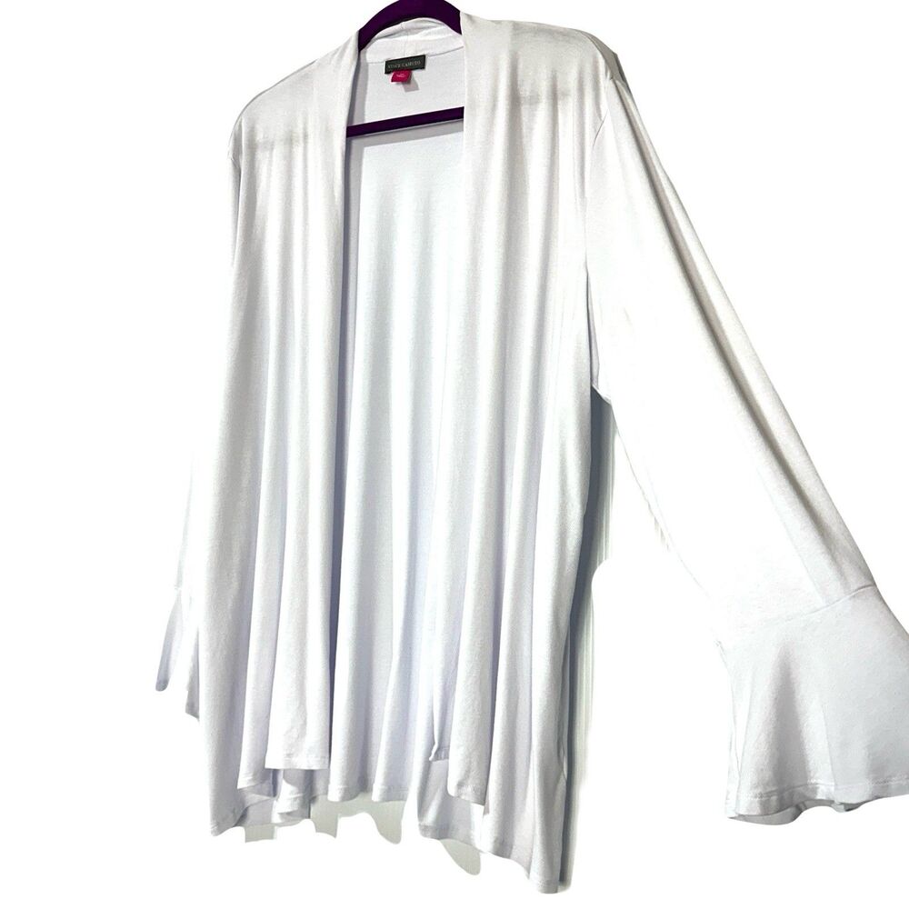 Vince Camuto White Open Front Cardigan Sweater Topper Size 2X Bell Sleeve